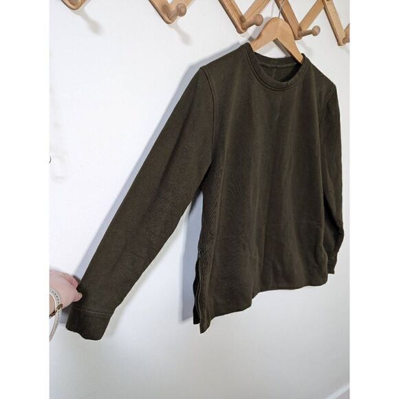 Lululemon Women's Olive Green Crewneck Side Zip Pullover Sweater - Size 8 - Picture 4 of 9
